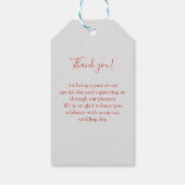 Eenvoudig, elegant, grijs, bruiloft cadeaulabel (Achterkant)