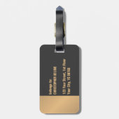 Eenvoudig Elegant Grijs Goud Monogram Bagagelabel (Achterkant verticaal)