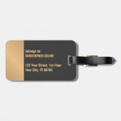Eenvoudig Elegant Grijs Goud Monogram Bagagelabel (Achterkant horizontaal)