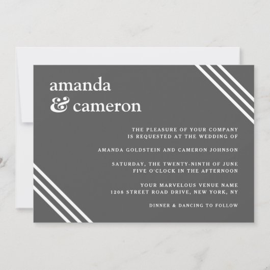 Eenvoudig elegant grijs huwelijk kaart (Voorkant)