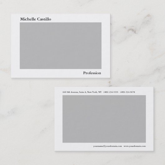 Eenvoudig Elegant Grijs Wit Minimalistisch Modern Visitekaartje (Voorkant / Achterkant)