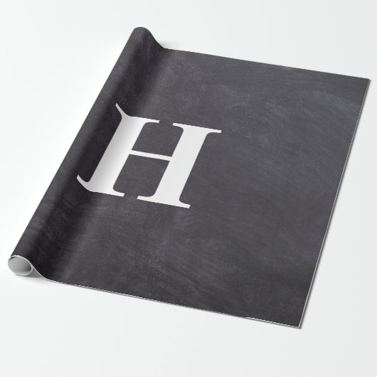 Eenvoudig Elegant grijs wit monogram Eenvoudig Cadeaupapier (Uitgerold)