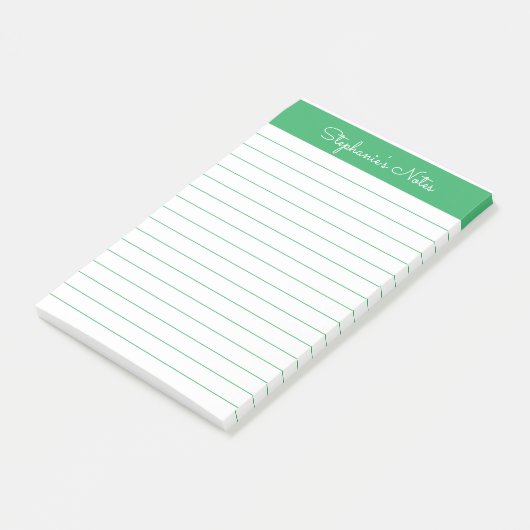 Eenvoudig elegant groen gelinkt, persoonlijk post-it® notes (Schuin)