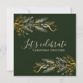 Eenvoudig Elegant Groen Gepersonaliseerd Kerstfees Kaart (Voorkant)