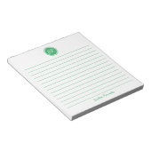 Eenvoudig Elegant Groen Gepersonaliseerd Monogram Notitieblok (Schuin)