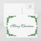 Eenvoudig elegant groen lef decor Merry Kerstmis H Feestdagenkaart (Voorkant / Achterkant)