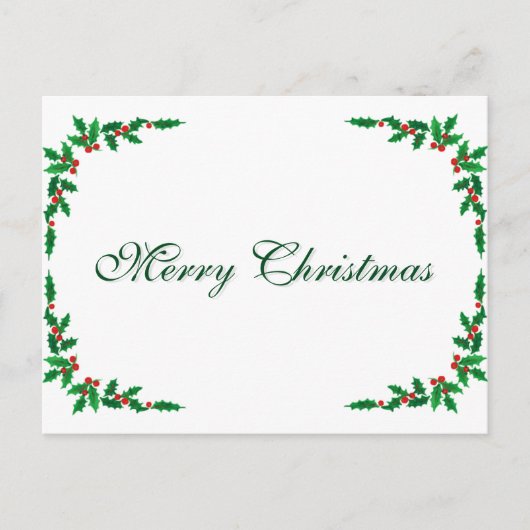 Eenvoudig elegant groen lef decor Merry Kerstmis H Feestdagenkaart (Voorkant)