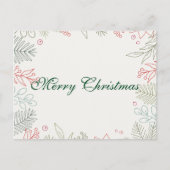 Eenvoudig elegant groen lef decor Merry Kerstmis H Feestdagenkaart (Voorkant)