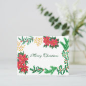 Eenvoudig elegant groen lef decor Merry Kerstmis H Feestdagenkaart (Staand voorkant)