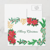 Eenvoudig elegant groen lef decor Merry Kerstmis H Feestdagenkaart (Voorkant / Achterkant)