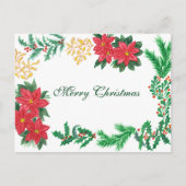 Eenvoudig elegant groen lef decor Merry Kerstmis H Feestdagenkaart (Voorkant)