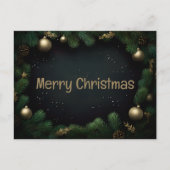 Eenvoudig elegant groen lef decor voor prettige ke feestdagenkaart (Voorkant)