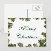 Eenvoudig elegant groen lef decor voor prettige ke feestdagenkaart (Voorkant / Achterkant)