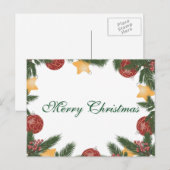 Eenvoudig elegant groen lef decor voor prettige ke feestdagenkaart (Voorkant / Achterkant)