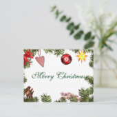 Eenvoudig elegant groen lef decor voor prettige ke feestdagenkaart (Staand voorkant)