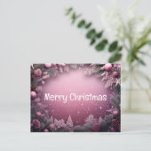 Eenvoudig elegant groen lef decor voor prettige ke feestdagenkaart (Staand voorkant)