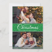 Eenvoudig Elegant Groen Lijst 2 Foto Kerst Feestdagenkaart (Voorkant)
