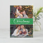Eenvoudig Elegant Groen Lijst 2 Foto Kerst Feestdagenkaart (Staand voorkant)