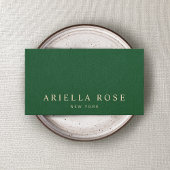 Eenvoudig Elegant Groen  Professioneel Linnen Visitekaartje