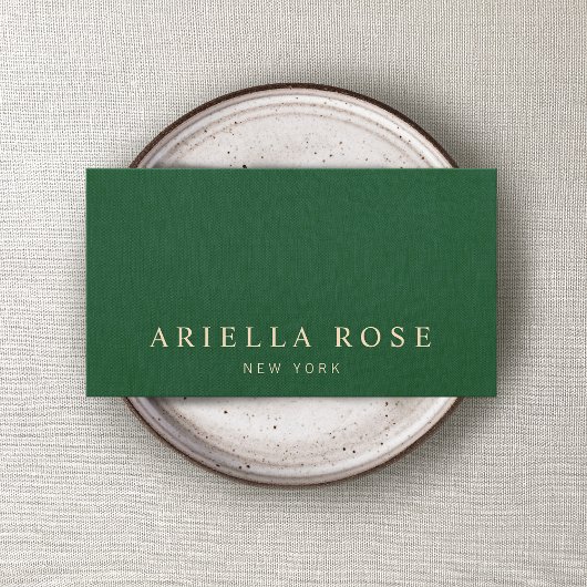 Eenvoudig Elegant Groen  Professioneel Linnen Visitekaartje