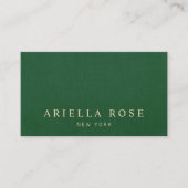 Eenvoudig Elegant Groen  Professioneel Linnen Visitekaartje (Voorkant)