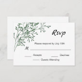 Eenvoudig Elegant Groen RSVP Kaartje (Voorkant / Achterkant)