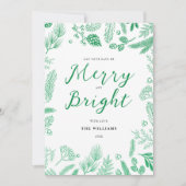 Eenvoudig Elegant Groen Vrolijk en Helder Kerstfee Feestdagenkaart (Voorkant)