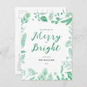 Eenvoudig Elegant Groen Vrolijk en Helder Kerstfee Feestdagenkaart (Voorkant / Achterkant)