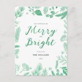 Eenvoudig Elegant Groen Vrolijk en Helder Kerstfee Feestdagenkaart (Voorkant)