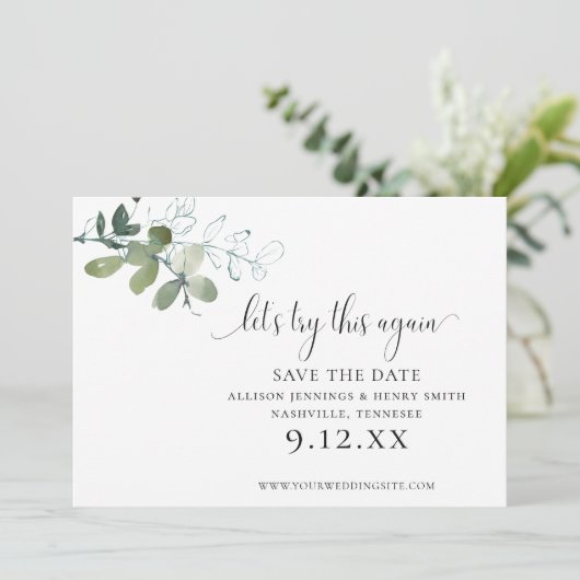 Eenvoudig Elegant Groen Wijzig de trouwdatum Save The Date (Staand voorkant)