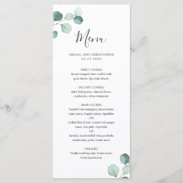 Eenvoudig Elegant Groene Eucalyptus Huwelijksmenu Menu