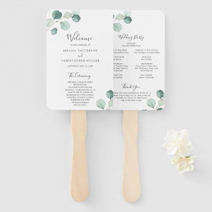 Eenvoudig Elegant Groene Eucalyptus Huwelijksprogr Handwaaier