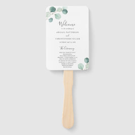 Eenvoudig Elegant Groene Eucalyptus Huwelijksprogr Handwaaier