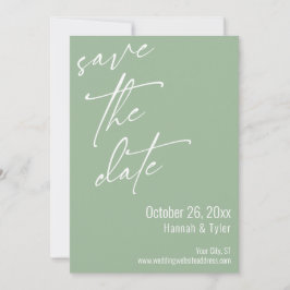 Eenvoudig Elegant Handschrift Script Saliegroen Save The Date