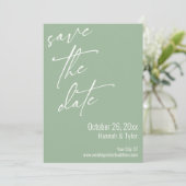 Eenvoudig Elegant Handschrift Script Saliegroen Save The Date (Staand voorkant)
