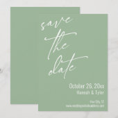 Eenvoudig Elegant Handschrift Script Saliegroen Save The Date (Voorkant / Achterkant)