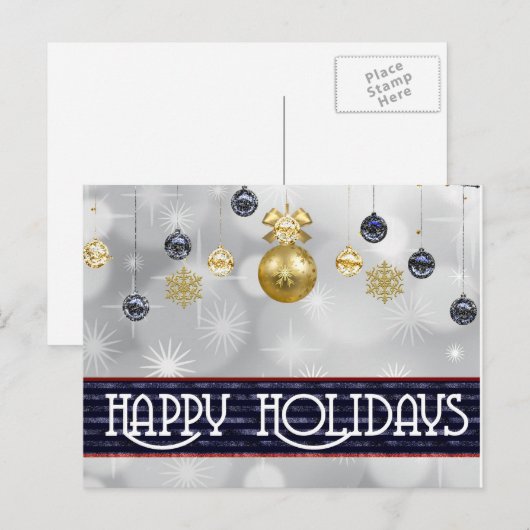 Eenvoudig Elegant Happy Holiday, prettig kerstfees Feestdagenkaart (Voorkant / Achterkant)