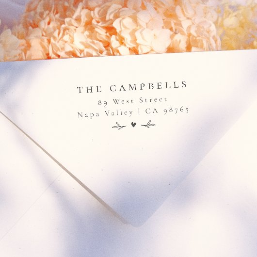 Eenvoudig Elegant Hart Gepersonaliseerde Naam & Ad Zelfinktende Stempel