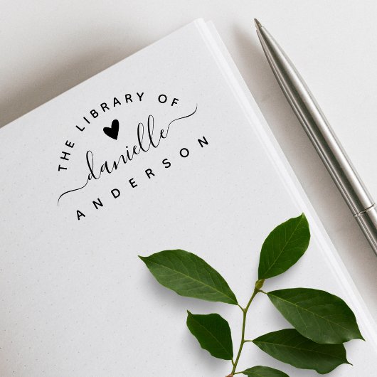 Eenvoudig Elegant Hart Klassieke Bibliotheek Boek Rubberstempel