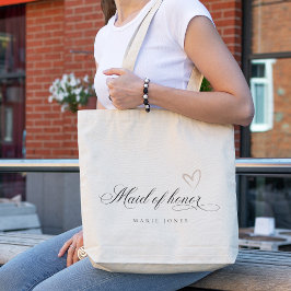Eenvoudig elegant hartscript, zwart-wit gemaakt va tote bag