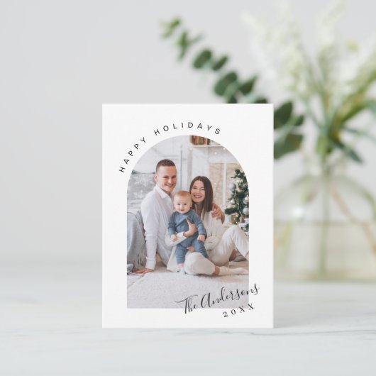 Eenvoudig Elegant Holiday PHOTO kerstgroet Briefkaart (Staand voorkant)