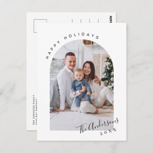 Eenvoudig Elegant Holiday PHOTO kerstgroet Briefkaart (Voorkant / Achterkant)