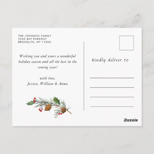 Eenvoudig Elegant Holiday PHOTO kerstgroet Briefkaart (Achterkant)