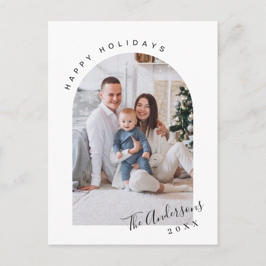 Eenvoudig Elegant Holiday PHOTO kerstgroet Briefkaart (Voorkant)