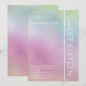 Eenvoudig elegant holografisch zoet zestien kaart (Voorkant / Achterkant)