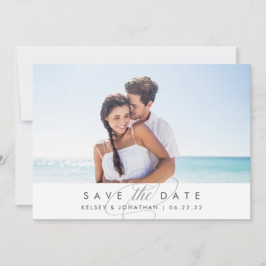 Eenvoudig Elegant | Horizontale foto slaat de datu Save The Date (Voorkant)