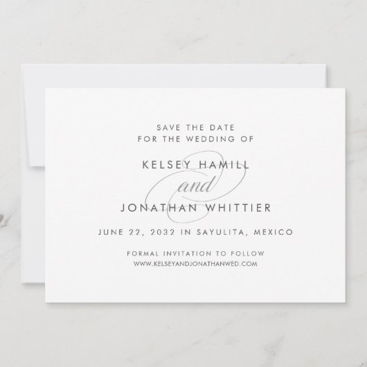 Eenvoudig Elegant | Horizontale foto slaat de datu Save The Date (Achterkant)