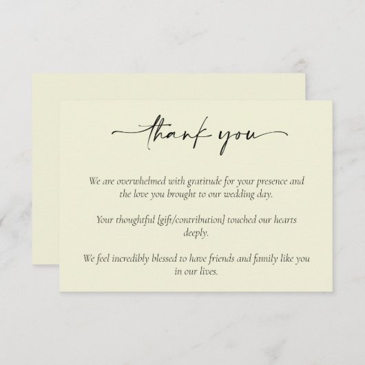 Eenvoudig elegant huwelijk bedankkaart (Voorkant / Achterkant)