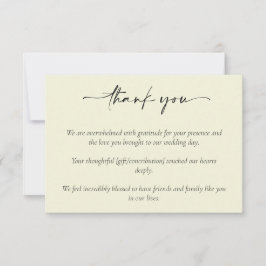 Eenvoudig elegant huwelijk bedankkaart