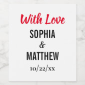 Eenvoudig elegant huwelijk bedankt voor je liefde wijn etiket (Enkel label)